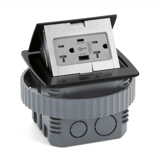 Pop-up Countertop Box 20 Amp 2USB - Plastic Box - Rack-A-Tiers