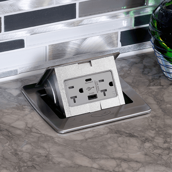 Pop-up Countertop Box 20 Amp 2USB - Plastic Box - Rack-A-Tiers